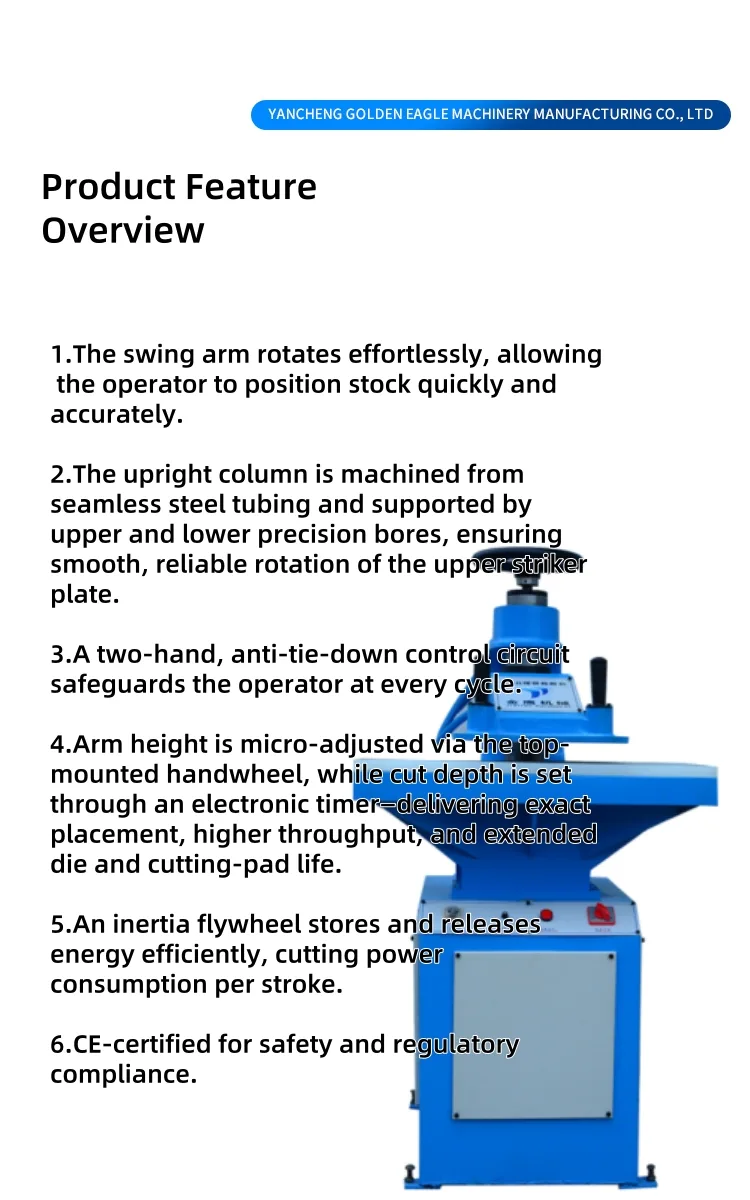 Swing Arm Clicker Press 12 Ton 350x380mm (GEA-S120) - Product Detail