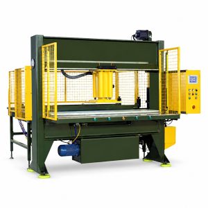 Traveling head cutting machine with yellow safety guards