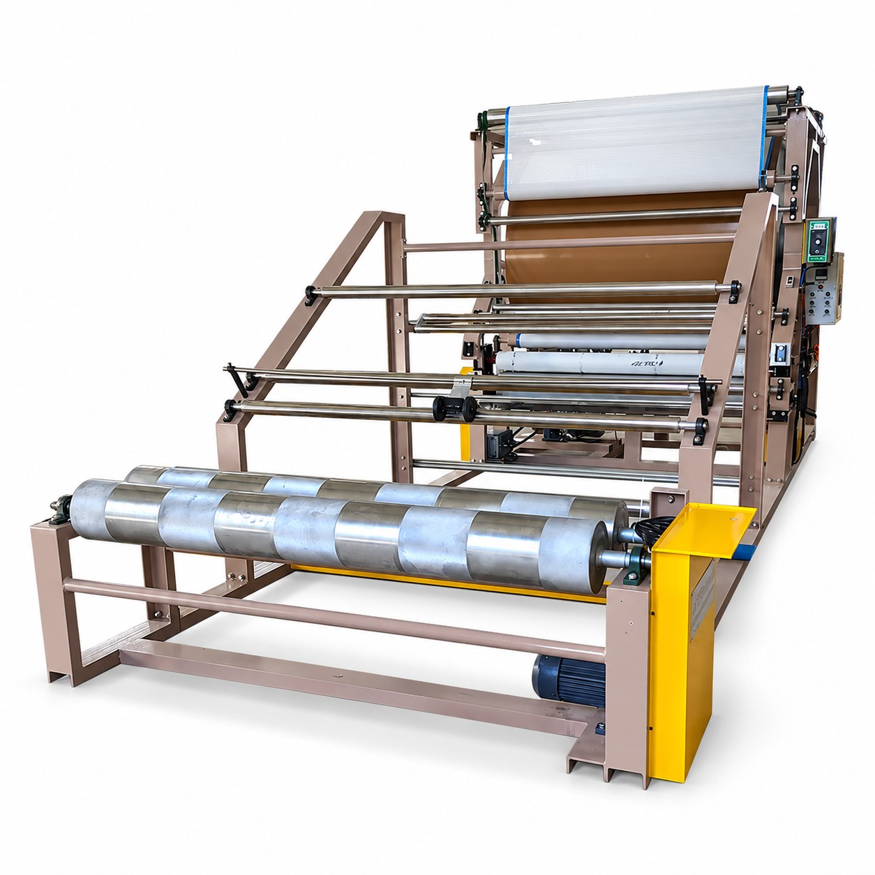 Adhesive coating machine with roller arrangement